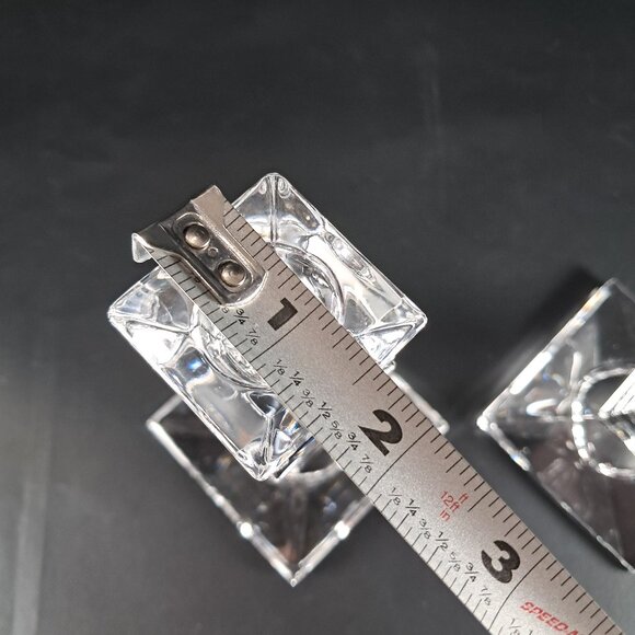 Exquisite Tyrone Irish Hand Cut 24% Crystal Square Pedestal Candlestick Holders - Picture 9 of 12